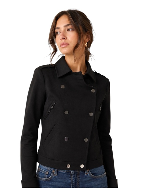Robert Rodriguez Jackets & Blazers - Robert Rodriguez Black Ponte Moto Jacket Double Breasted Size 6